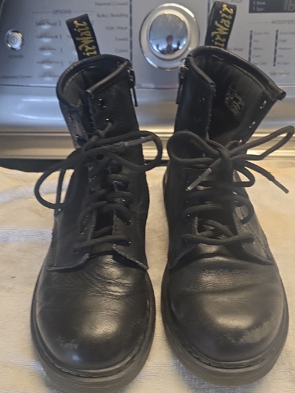 Dr. Martens Kids Black Leather Lace-Up Boots Size 3